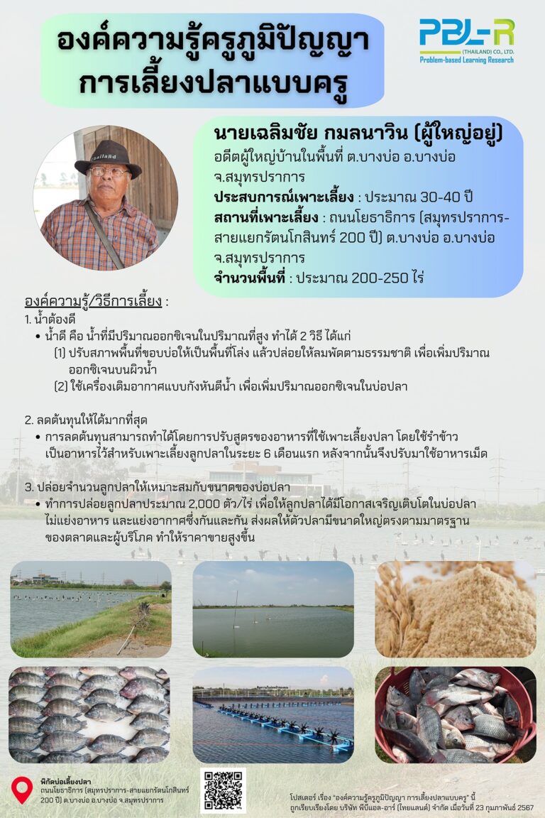 Social Research Media: องค์ความรู้ครูภูมิปัญญาการเลี้ยงปลาแบบครู (1)